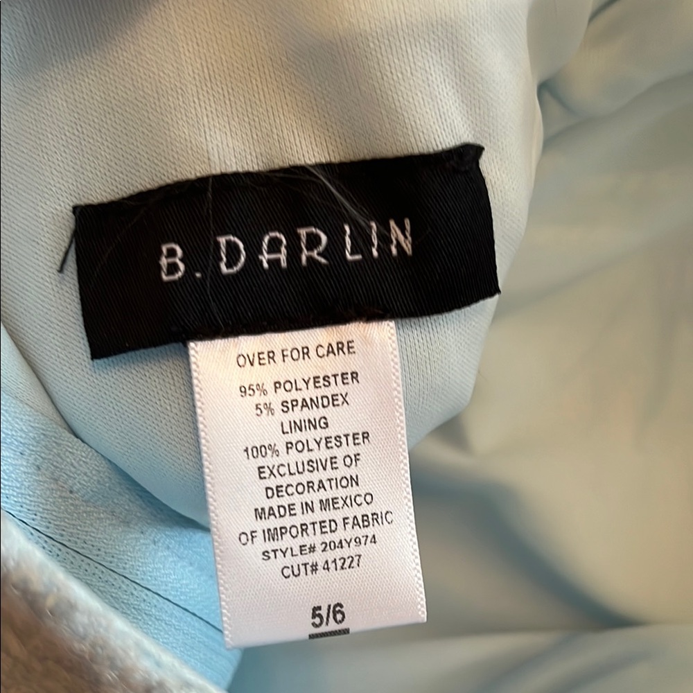 NWT B. Darlin Blue Sequin Feather Cocktail Dress - Picture 2 of 11